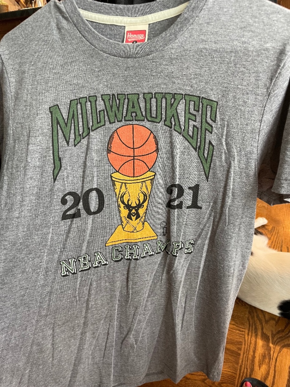 Homage T, 2021 NBA Champions Milwaukee Bucks, Grey, S